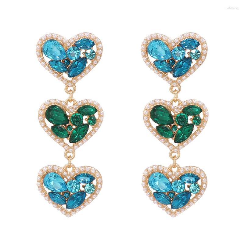

Dangle Earrings JURAN Luxury Heart Crystal For Women Europe Style Elegant Wedding Accessories Long Jewelry Gift