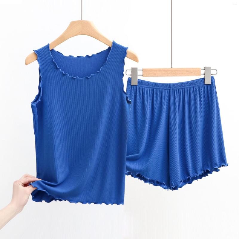 

Women's Sleepwear Summer Thin Cotton Ribbed Vest Shorts Suit Women's Pajamas Home Clothes Modal Casual Fashion Plus Size For Women