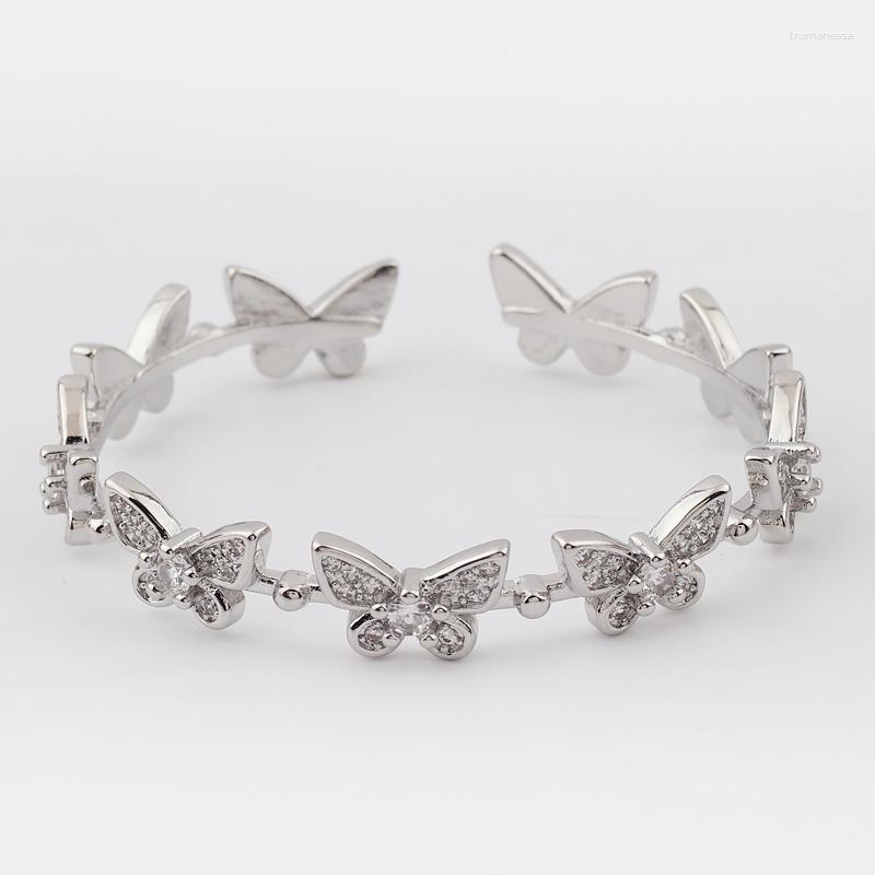 

Bangle Arrival Crystal Butterfly Femme Copper Gold Color Chain Charm Zircon Open Bracelets For Women Girls JewelryBangle Raym22