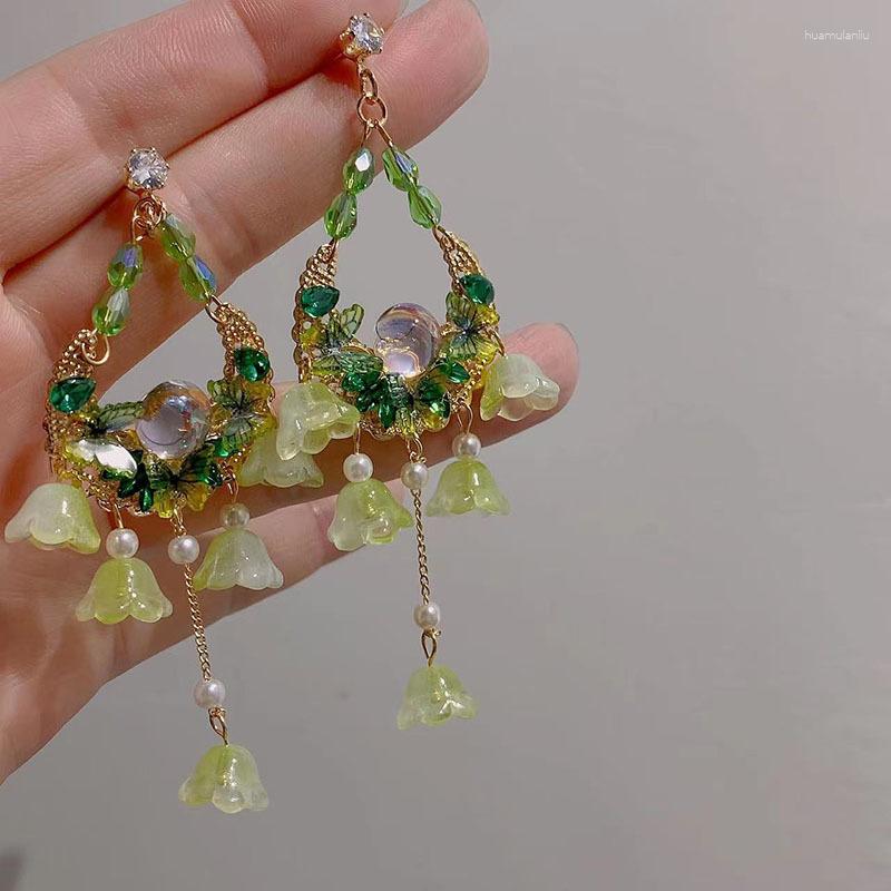 

Dangle Earrings Vintage Tassel Drop Inlay Dazzling Colorful Zircon Luxury Jewelry