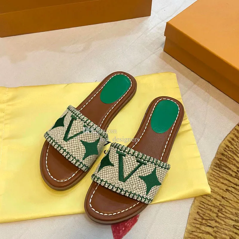 

Designer Slides Embroidery Slippers Women V Shoes Sandals Luxury TOPDESIGNERS155 Mno, #7 with logo