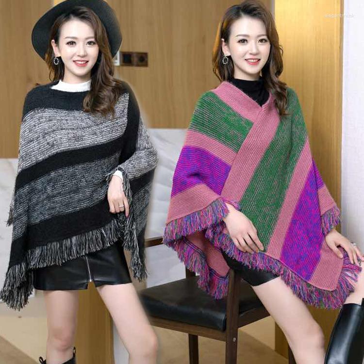 

Scarves Women Cape Sweater Casual Pullover Knitted Tassel V-Neck Tops Cotton Scarf