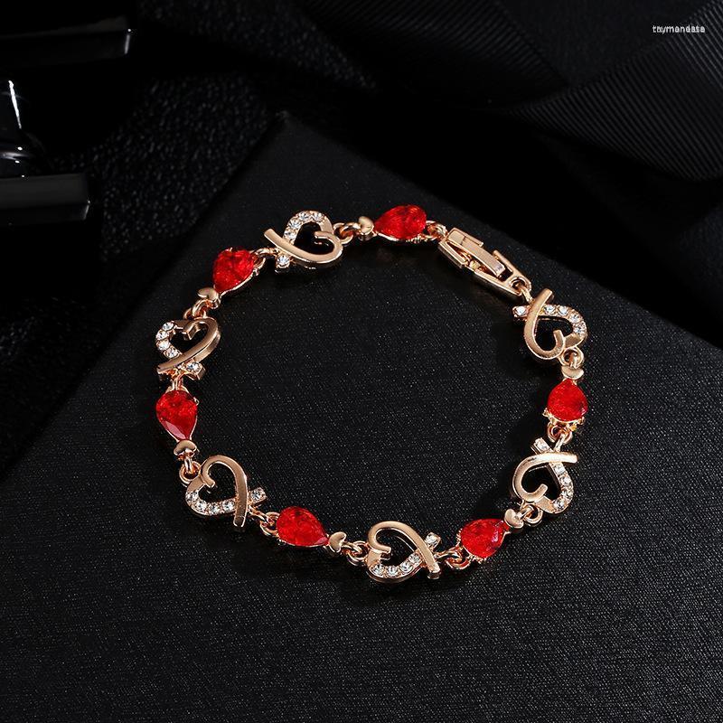 

Link Bracelets Chain Women Crystal Zircon Love-Heart Design Fashion Bracelet Handmade Alloy Jewelry Gifts PR Sale Raym22