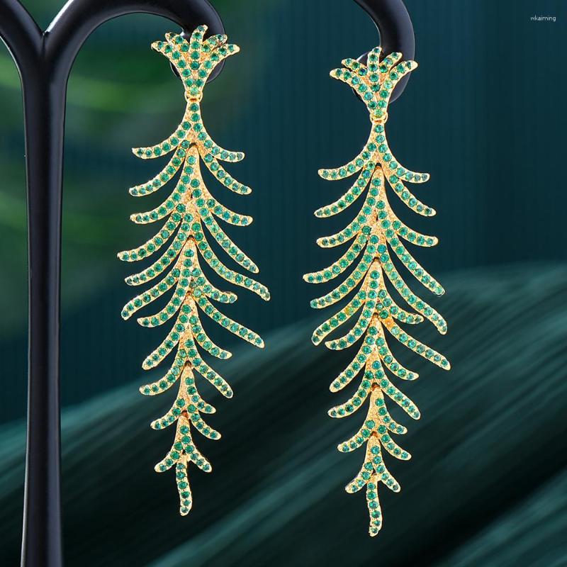 

Dangle Earrings GODK Trendy Feather Leaves Drop For Women Wedding Party Dubai Bridal Jewelry Boucle D'oreille Femme Gift