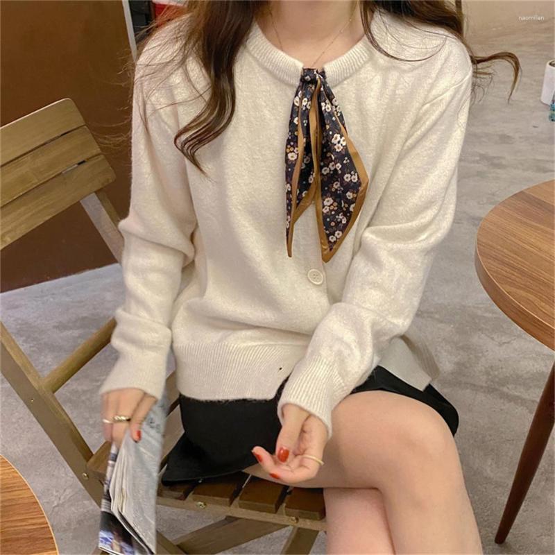 

Women's Knits 2023 Women Autumn Sweet Elegant Cardigans Knitted Coats Lazy Style OL Sweaters All Match Chic Loose, Black