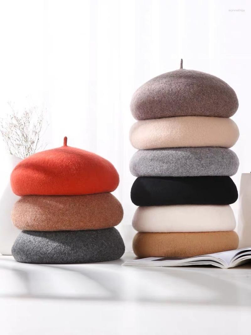

Berets Beret Autumn Winter Retro French Artist Warm Wool Caps For Women Elegant Solid Color All-Match Hats Walking Cap Hat, Pink