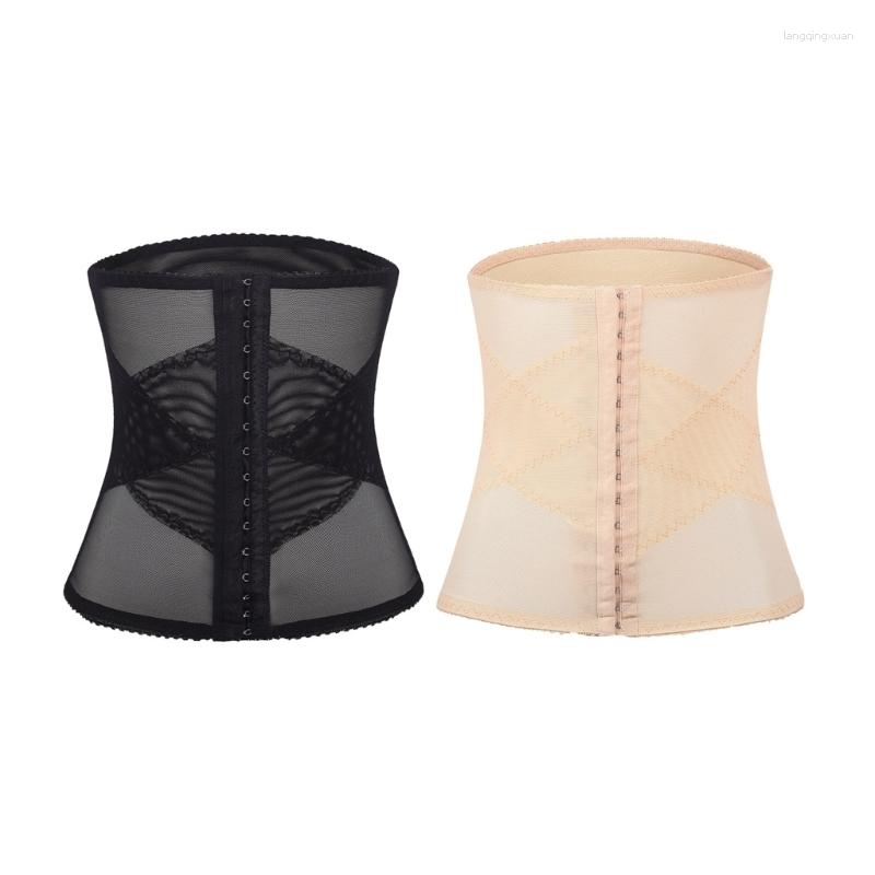

Belts Women Corset Postpartum Body Shaper With Lace Pattern Compression Waist Trainer, Black
