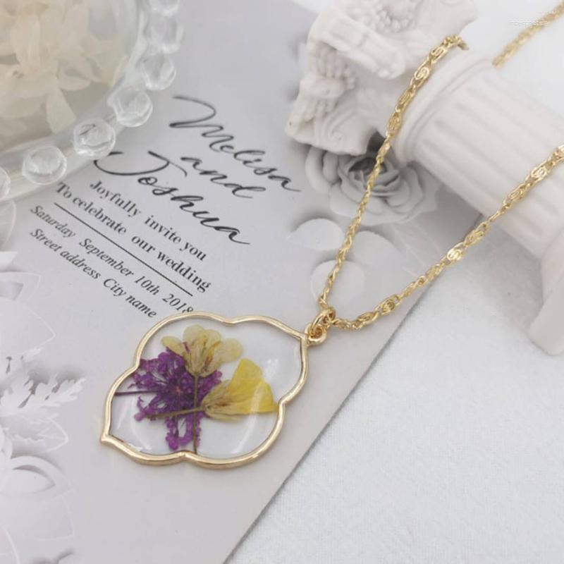 

Pendant Necklaces Pressed Natural Flower Rope Necklace Chain Women Briton 1294