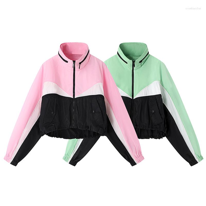 

Women' Jackets Summer' Color Matching Hooded Sunscreen Short Coat, Green