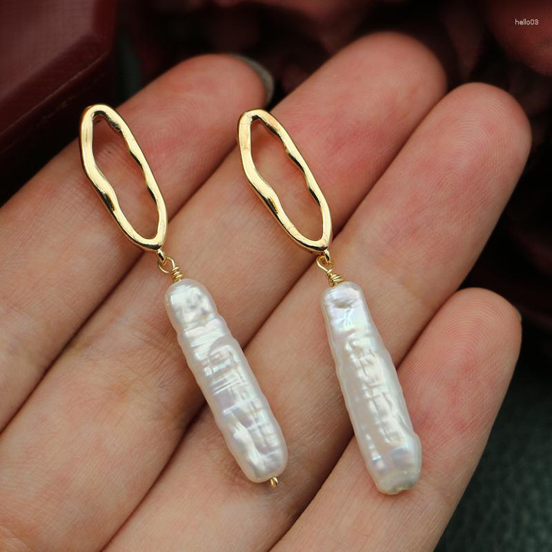 

Dangle Earrings 925 Sliver Exquisite Long Nature Pearl Hanging Drop Temperament Gold Color Baroque Cute Small For Women