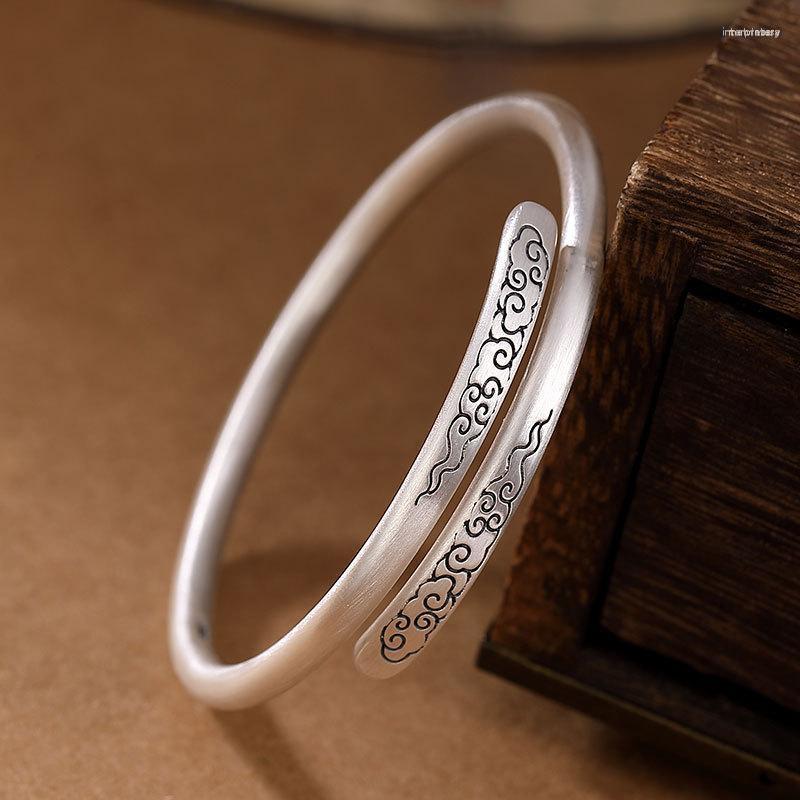 

Bangle Auspicious Cloud Bracelet Female Young Solid Ancient Method Foot Silver Opening For Mother's Day Gift