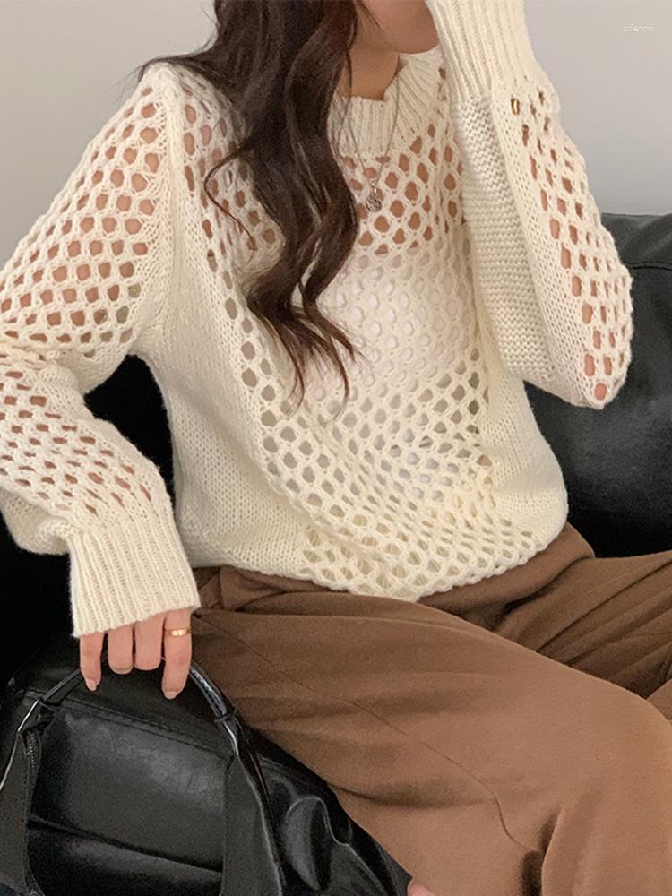 

Women's Sweaters 2023 Y2K Harajuku Hollow Out Knit Pullovers O-neck Autumn Vintage Fairycore Grunge Top Fashion Retro Smock Sweater, Green