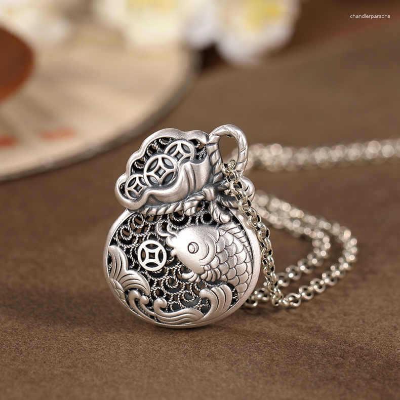 

Pendant Necklaces LH Necklace Women's Sweater Chain Long Trendy Retro Worn Thread Coin Lucky Bag