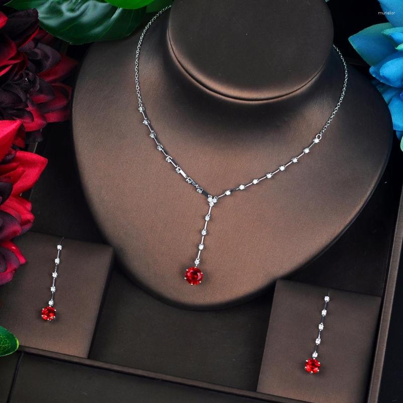

Necklace Earrings Set Fashion Long Small Dubai Cubic Zircon For Women Wedding Accessories Bijoux Femme Ensemble N-699, Picture shown