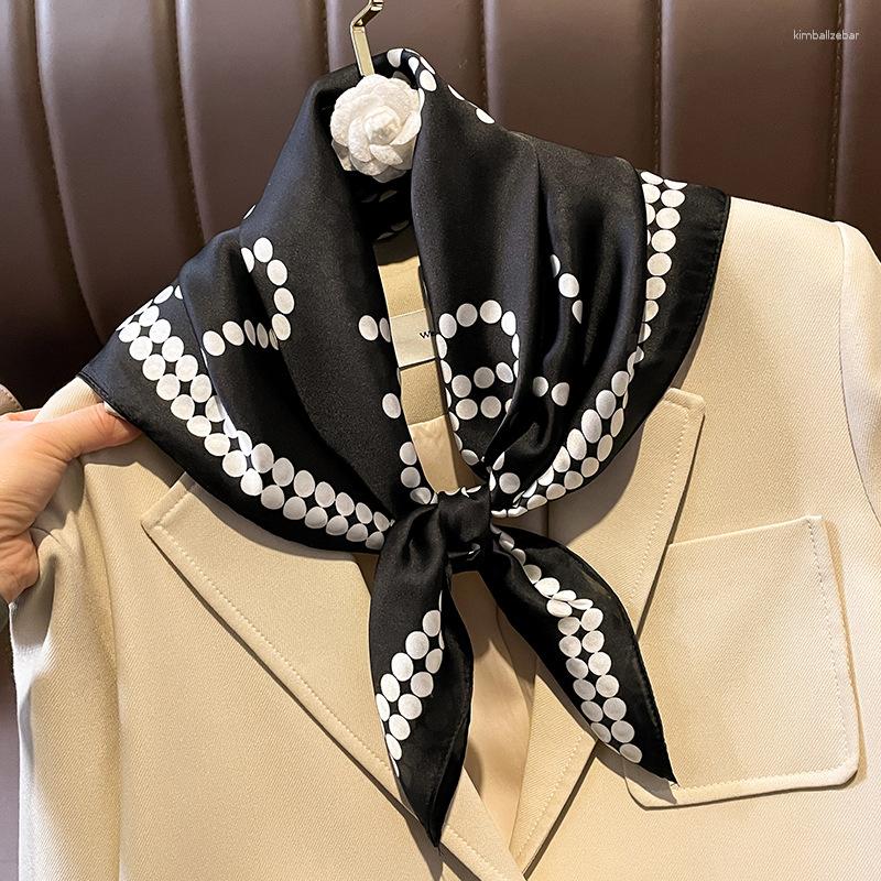 

Scarves Retro Dot Print Silk Square Scarf Women Soft Satin Neckerchief Hairband Hijab Lady Headband Foulard Handle Bagscarf Gift Office