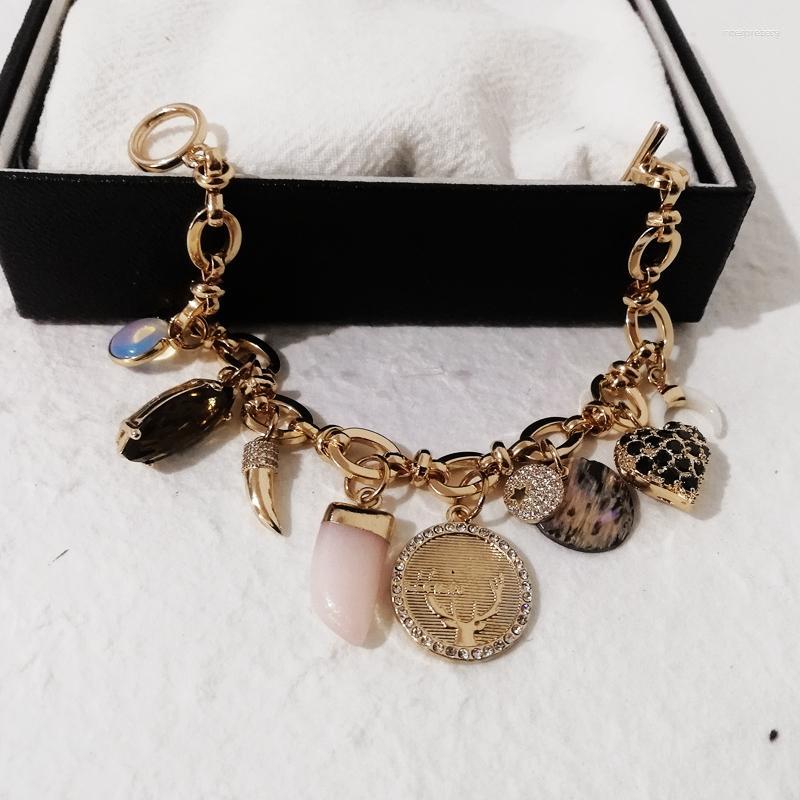 

Bangle CZ Coper Zircon Heart Natural Pink Stone Crystal Charm Bracelet Jewelry For Women Girl