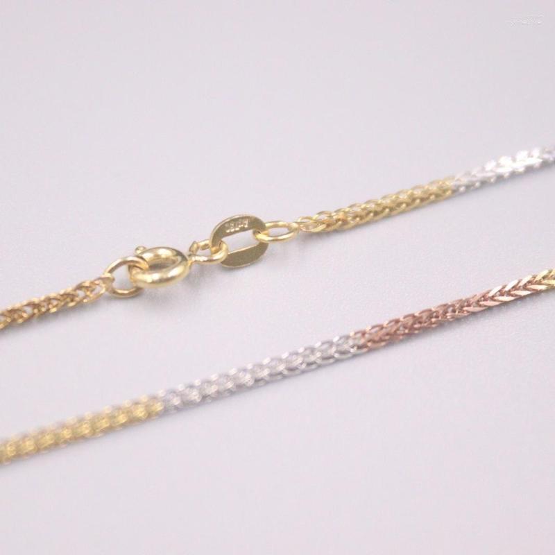 

Chains Au750 Real 18K Multi-tone Gold Chain Neckalce For Women Female 1.1mm Color Wheat Link Choker Necklace 20''L Gift