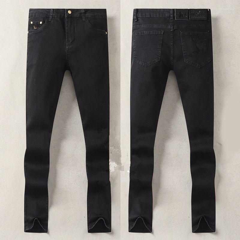 

Men's Jeans Mens Designer Luxury Autumn Fashion Design Black Color Stretch Fabric Straight Pants Recycled Water Simple Generous Casual, Blue 1