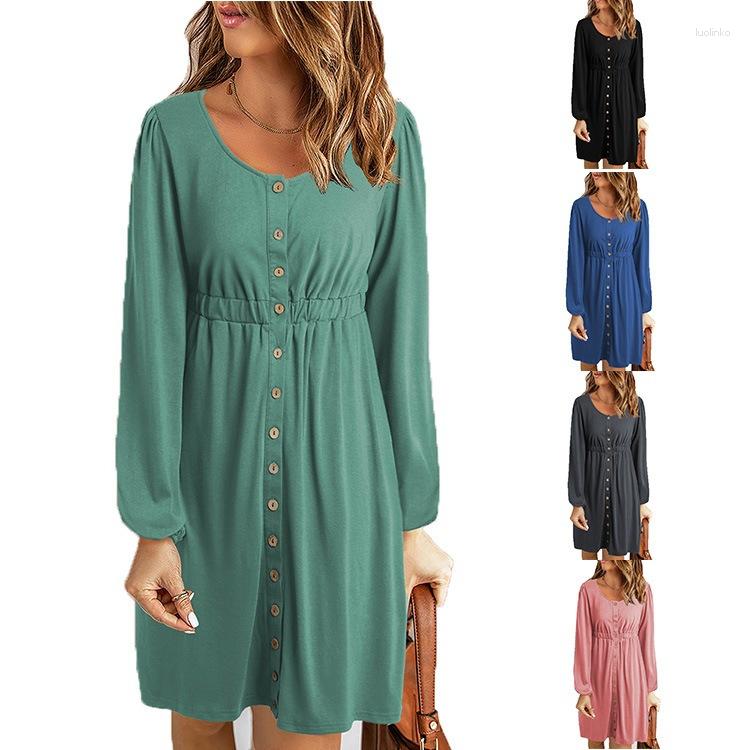 

Casual Dresses 2023 Spring And Autumn Solid Color Women' Dress Sexy Waist Long Sleeve Short Female Lady Clothing, Pink