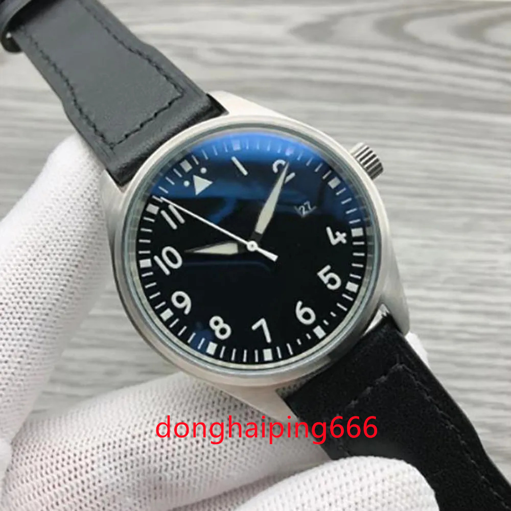 

Luxury New Men's Watches Automatic Mechanical Stainless Steel Black Leather Simple 41MM PILOTS WATCH MARK XVIII Outdoor IW327012