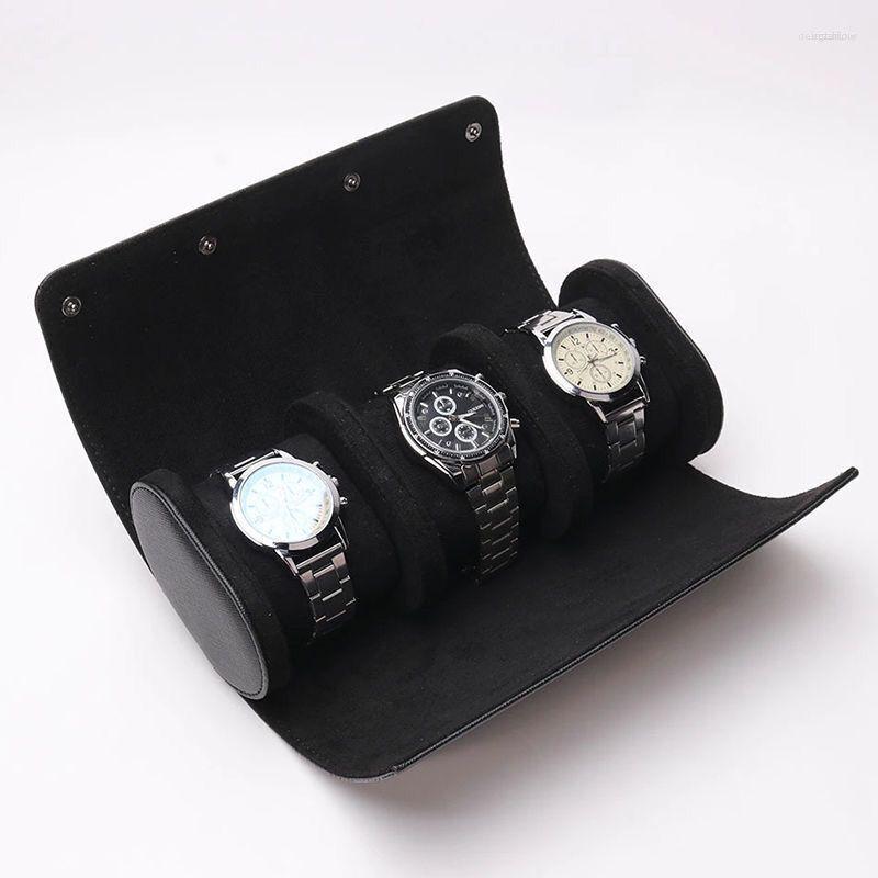 

Watch Boxes Luxury Leather Roll Case Watches Box Organizer For Men Travel Gift