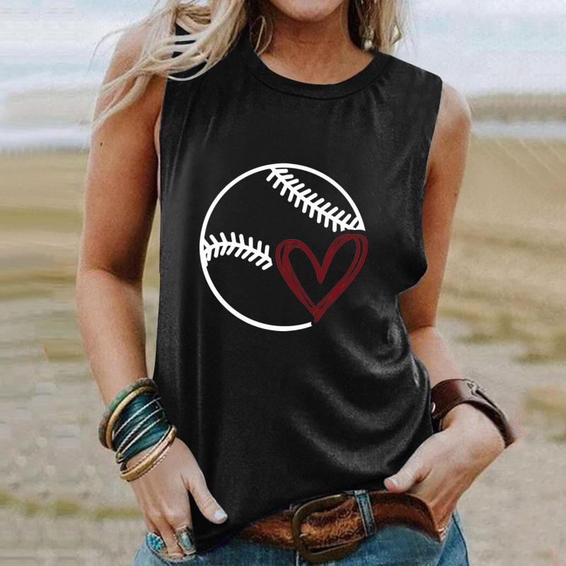 

Women's Tanks Baseball Heart Print Tank Top For Womens Fun Graphic Sleeveless O-Neck 2023 Summer Ladies Workout Casual Vest Comfty Tops, Blue