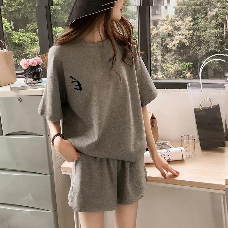 

Women's Tracksuits Women's Summer Korean Fashion Tracksuit Casual Loose Printing Short Sleeve T-shirt And Shorts Two Piece Sets Women, Pink