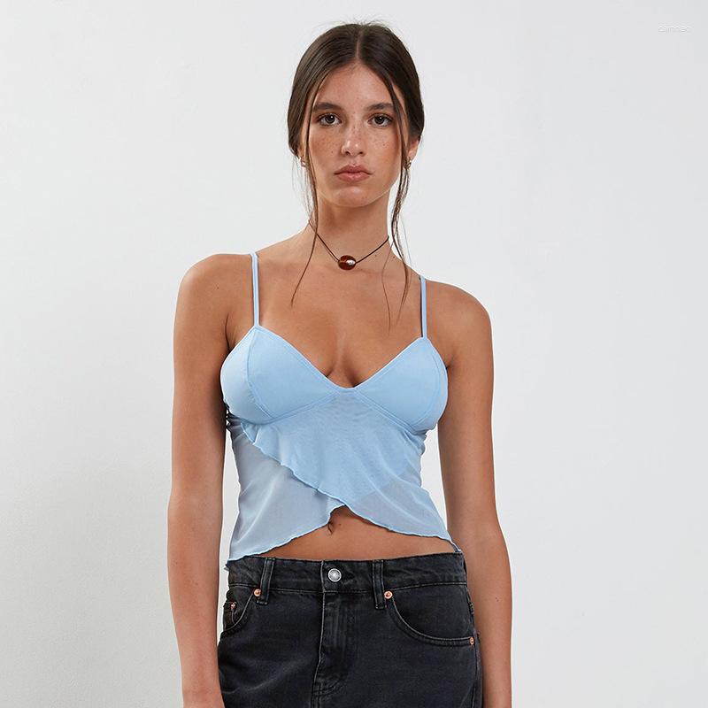 

Women' Tanks Ladies Printed Tank Top Sexy V Neck Ruffles Camisole Spice Girl, Blue