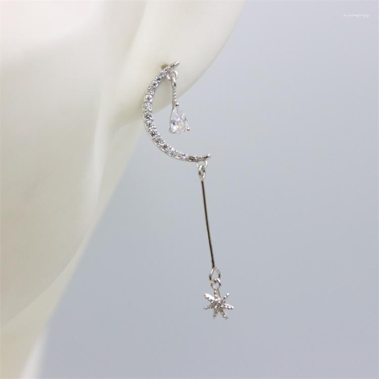 

Stud Earrings ZFSILVER Fashion S925 Sterling Silver Trendy Diamond-set Moon Star Long Dangle Jewelry For Women Charms Party Gift