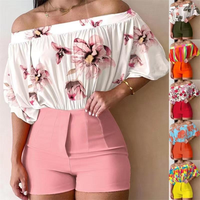 

Women' Tracksuits Tow Piece Set For Women Outfit 2023 Summer Cute Fresh Sweet Top Fashion Casual Off Shoulder Blouse & Lady OTTD Silm
