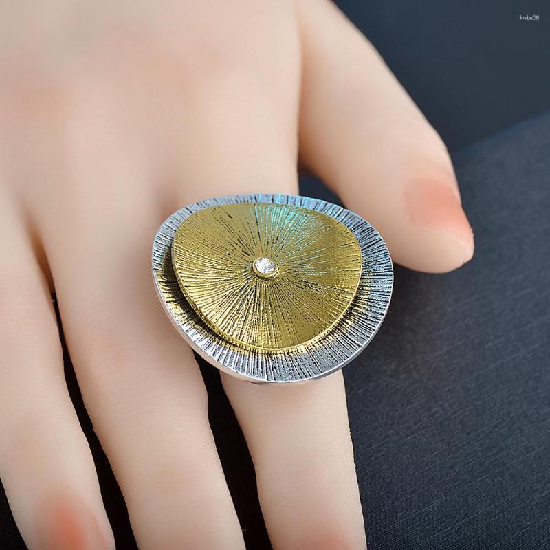 

Cluster Rings Vintage Simple Exaggerated Antiqued Double Gold Color Chunky Oval For Women Men Big Finger Ring Fashion Jewelry