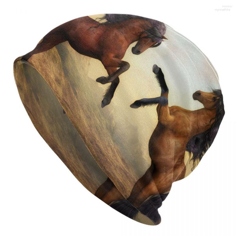 

Berets Brown Arabian Horse Skullies Beanies Caps Fashion Winter Warm Men Women Knit Hat Unisex Adult Animal Bonnet Hats, 16