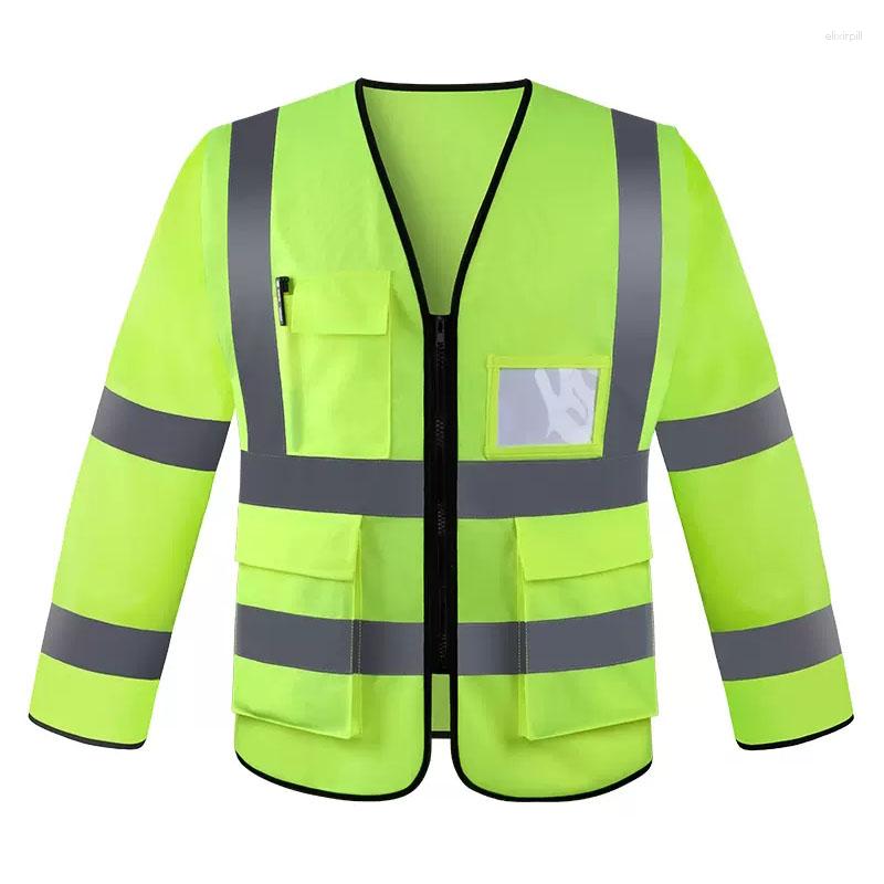 

Men's Vests Reflective Clothing Long Sleeve Safety Workwear Sun Protection Men Dirt-resistant, Orange