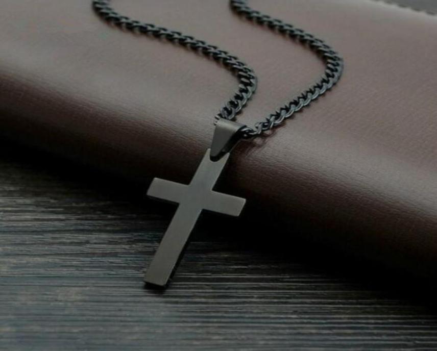 

vintage cross pendant necklace stainless steel black chain men women jewelry gift8577561