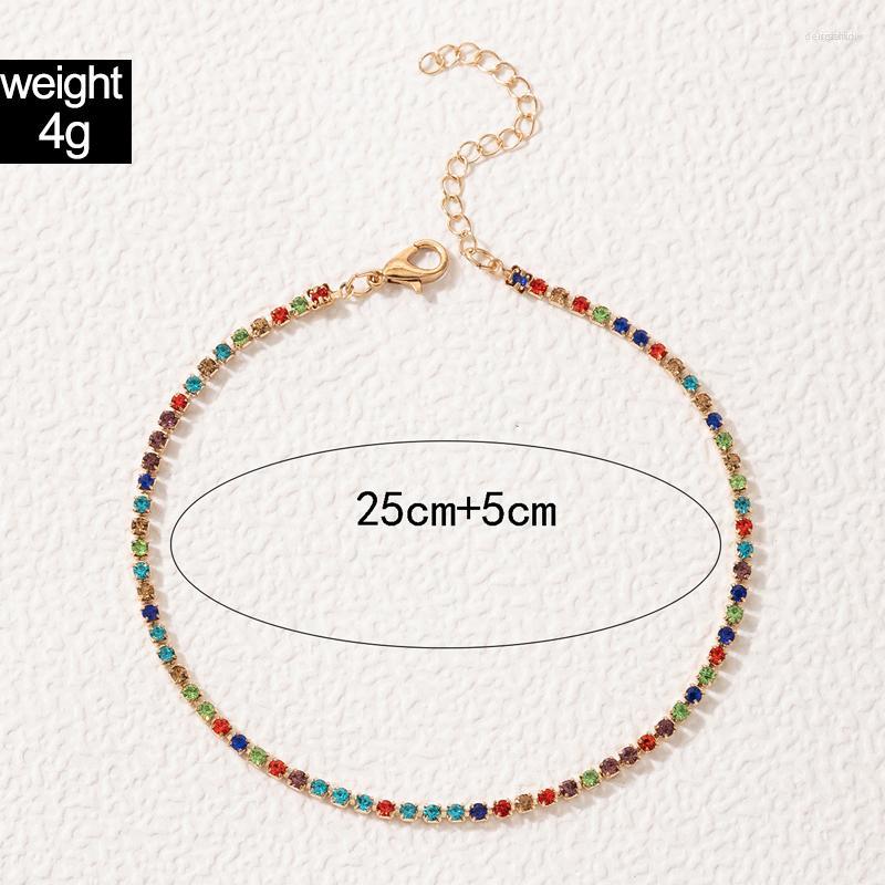 

Anklets Bohemian Luxury Colorful Crystal Stone For Women Trendy Geometry Adjustable Foot Chains Party Jewelry 21364