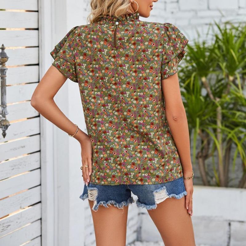 

Women' Blouses Women Blouse Machine Washable Shirt Top Comfortable Dress-up Attractive Summer Floral Print Pullover, Khaki