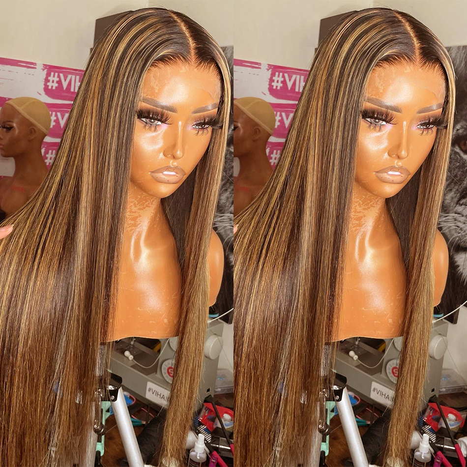 

New Product 26 Inch 13x6 HD Lace Front Wigs Human Hair Highlight Straight 13x4 Lace Frontal Wig Glueless Preplucked For Black Women, Natural color