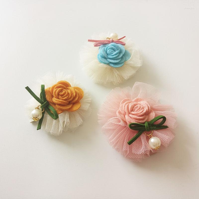 

Hair Accessories Boutique 30pcs Fashion Cute Felt Flower Hairpins Solid Kawaii Floral Lace Clips Headwear Pink Blue Yellow