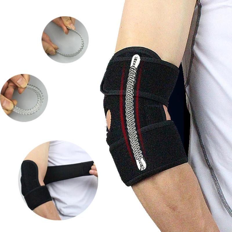 

Knee Pads 1pcs Adjustable Elbow Support With Spring Supporting Protector Sports Safety For Ciclismo Gym Tennis, Black