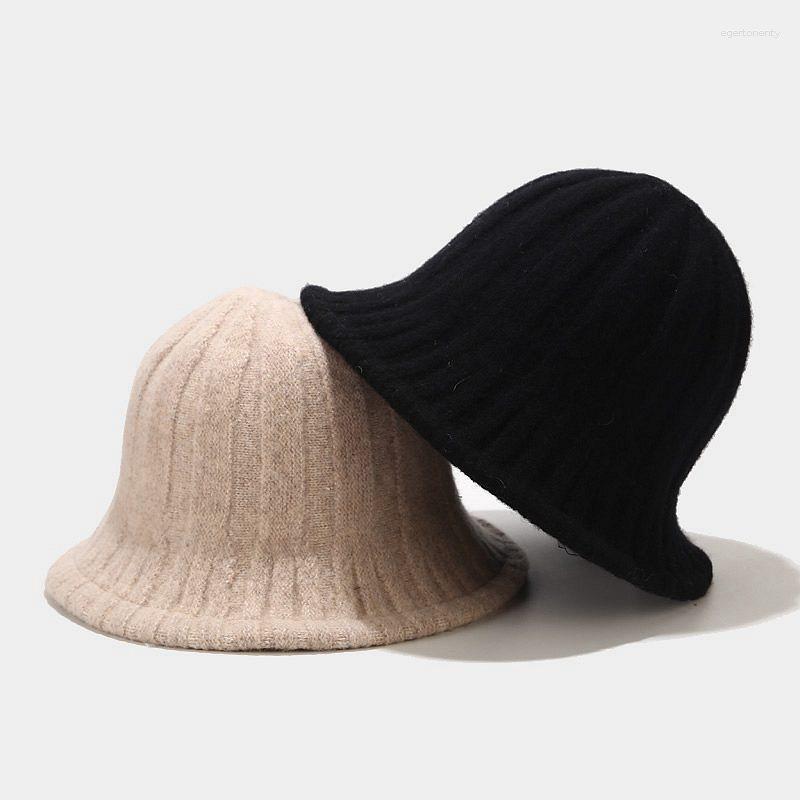 

Berets 2023 Hat Women Korean Basin Caps Female Autumn And Winter Thick Warm Wool Fisherman Bucket Art Simple Bowler, Black