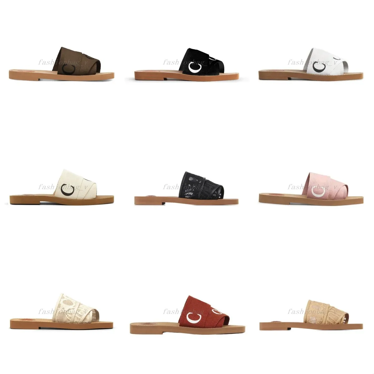 

Designer Slippers Woody Flat Mules Women Cloth Shoes Summer Beach Outdoor Fashion Slipper Slides Canvas Sandals Black White Shoe wSq
