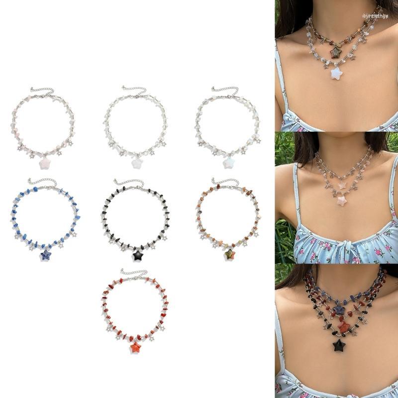 

Chains Fashion Star Pendant Necklace Clavicle Chain Simple Choker Irregular Crushed Stone Collar Necklce Statment Jewelry Gift