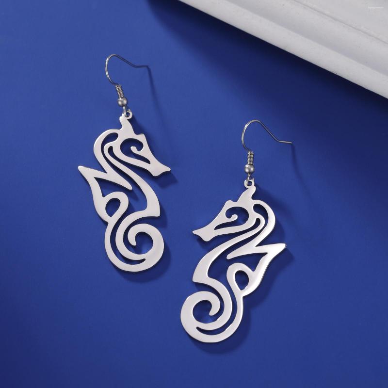 

Dangle Earrings Lemegeton Cute Hollow Hippocampus Drop For Women Lovely Animal Vintage Delicate Stainless Steel Jewelry Birthday Gift
