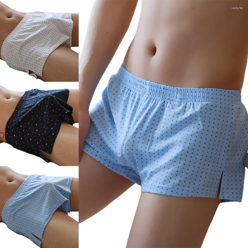 

Underpants Men Print Wide Waistband Comfy Elastic Waist Loose Boxer Underwear Plus Size Men's Panties, Blue