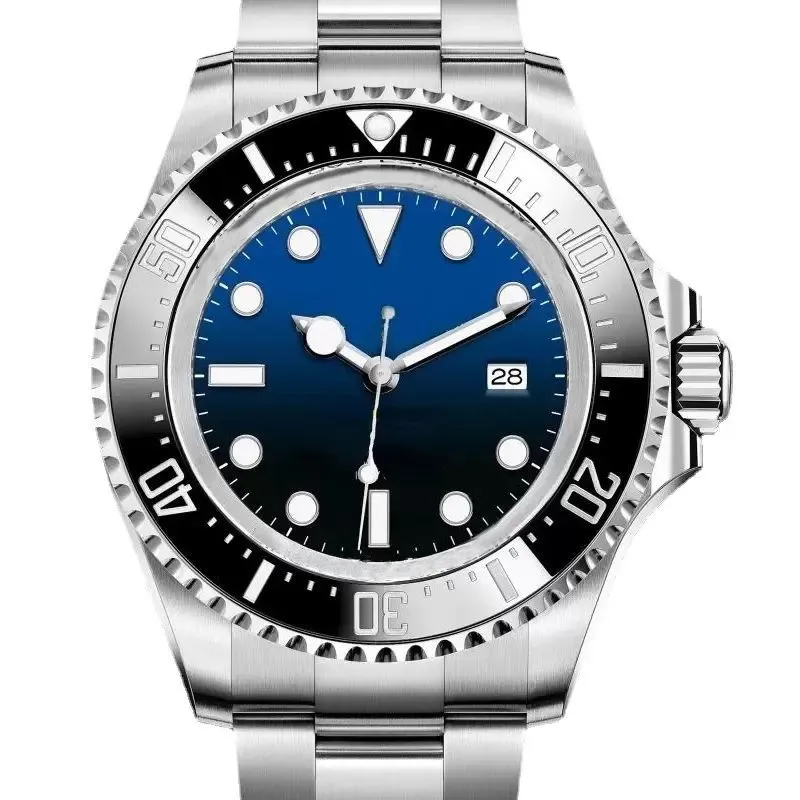 

mechanical men watch black blue ceramic Bezel Stainless Steel Strap Sapphire Crystal Waterproof, Split