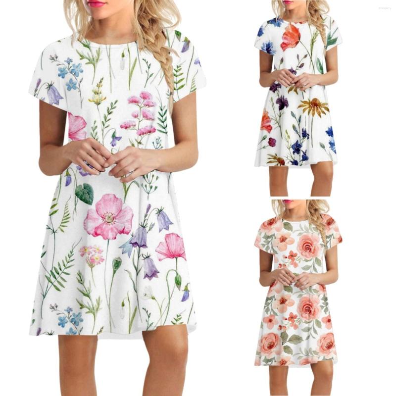 

Casual Dresses Short Sleeve Summer 3D Print Women's Dress Crewneck, Ad