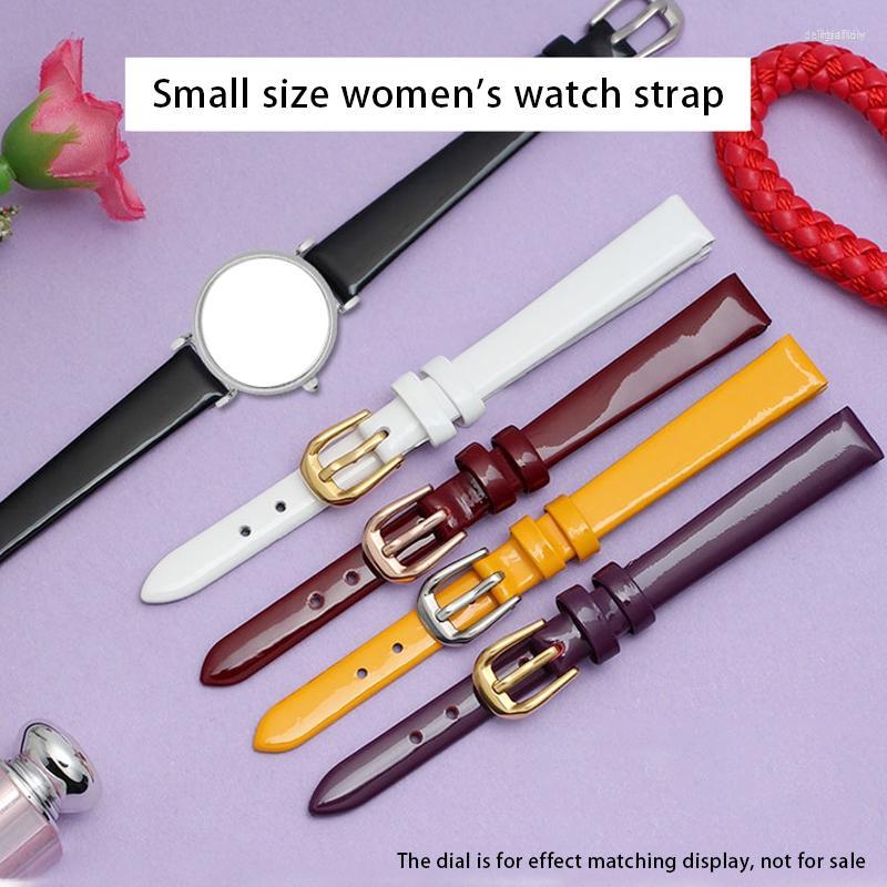 

Watch Bands Small Size Genuine Leather Watchbands 6mm 8 10mm 12mm 14mm 16mm Colour High Light Bracelet For Women Glossy Strap