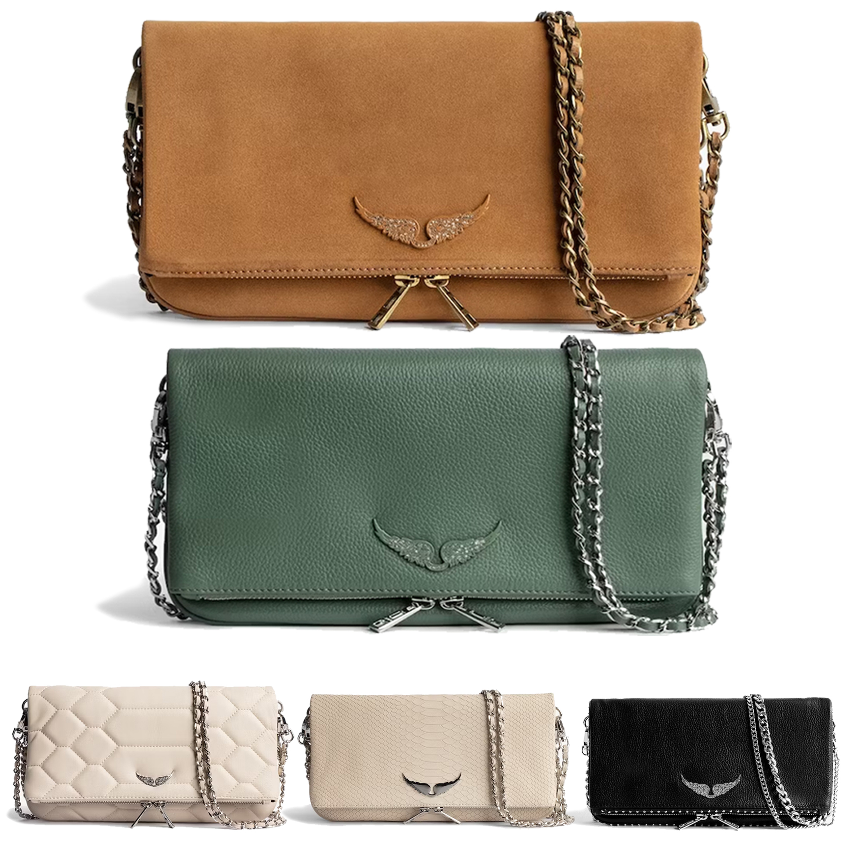 

Cross Body Zadig Voltaire summer vacation Clutch Bags luxurys Designer Women Totes men Genuine Leather classic Shoulder Bags Pochette Rock Swing Your Wings hand bag, Black