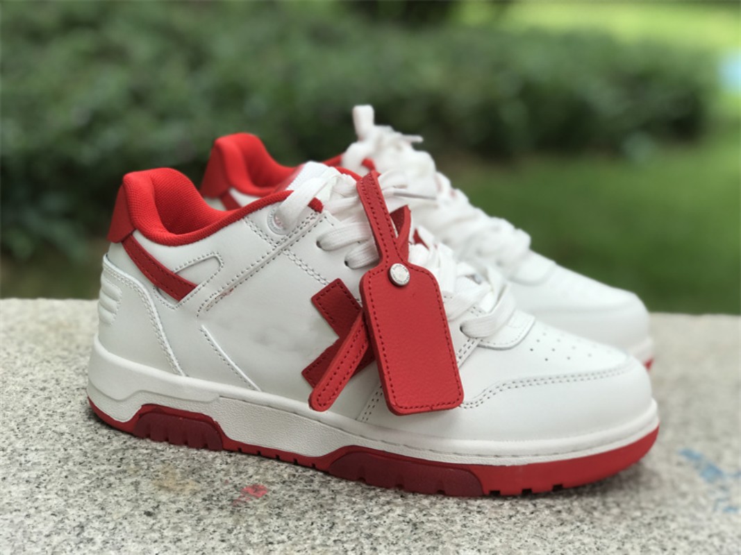 

Designer ShoesOW Out Of Office White Red Low top Leather Sneakers With Original Box