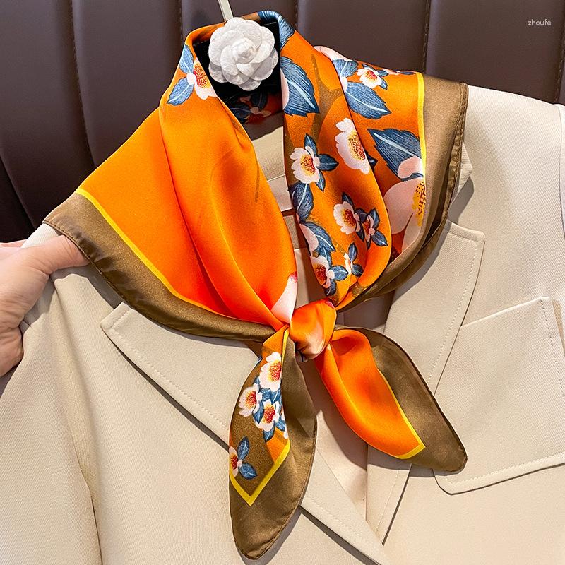 

Scarves Elegant Print Square Scarf Women Floral Foulard Hairband Bandana Neckerchief Hijab Headband Bag Ribbon Soft Satin Gift Office